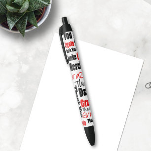Stylo Noir Nuage rouge et noir de mot de Merci