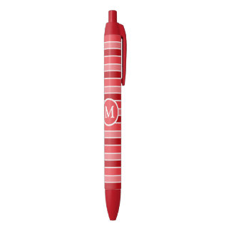 Stylo Noir Nuances de rouge et blanc rayé Monogramme
