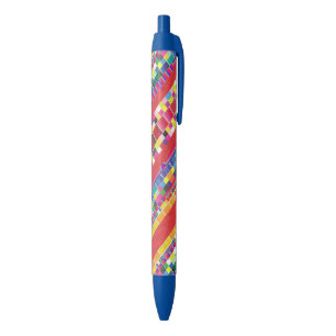 Stylo Noir nuances rouges, bandes et pixels colorés