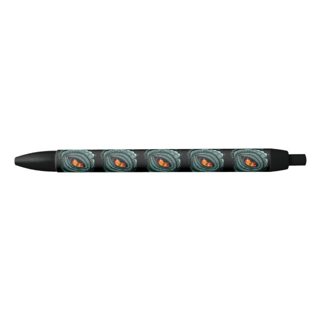 Stylo Noir Œil de prédateur reptile primal (Devant)