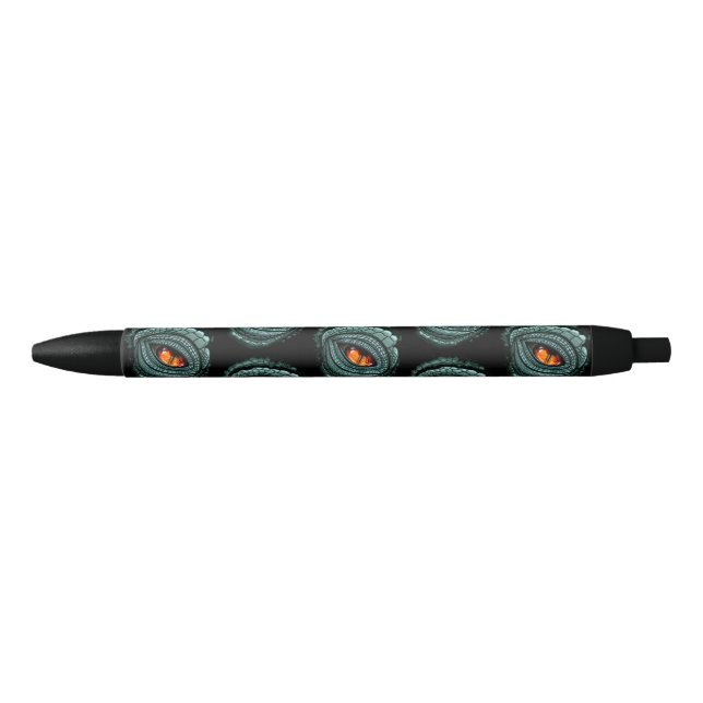 Stylo Noir Œil de prédateur reptile primal (Devant)