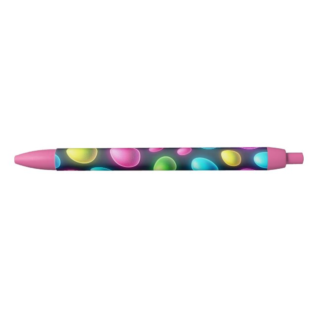 Stylo Noir Oeuf de Pâques/printemps de couleur vive/néon (Devant)