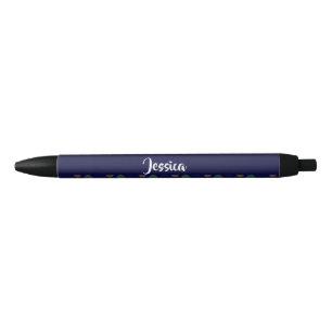 Stylo Noir OEufs pâques colorés sur bleu