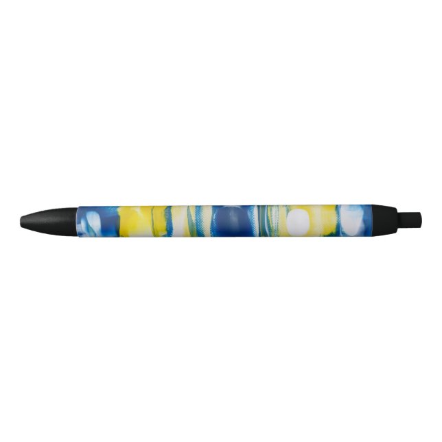 Stylo Noir œuvre d'art faite main/Bleu et jaune  (Devant)