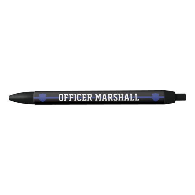 Stylo Noir Officier de police personnalisé Thin Blue Line (Devant)