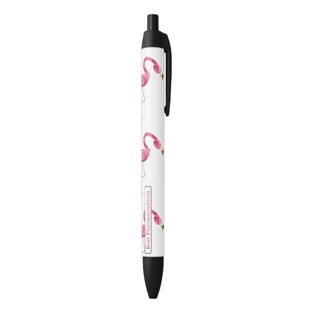 Stylo Noir Oiseau de Flamant rose rose personnalisé (Bas (Vertical))