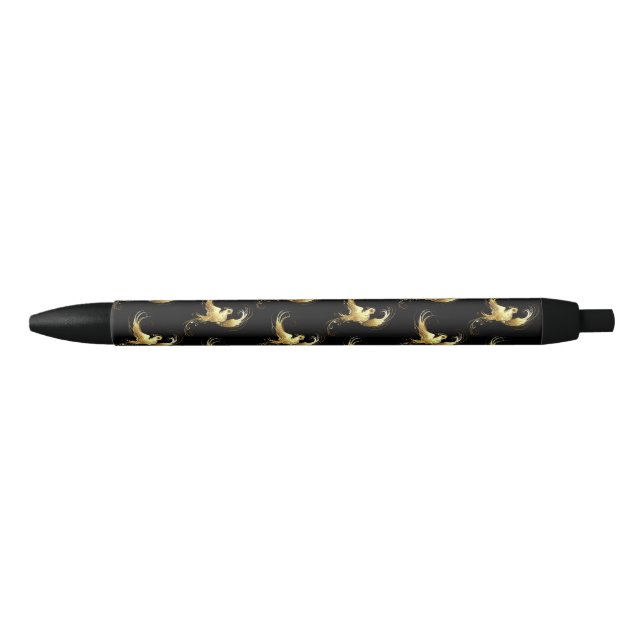 Stylo Noir Oiseau d'or sur Arrière - plan noir (Devant)