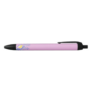 Stylo Noir Oiseau jaune illustré sur un Arrière - plan rose