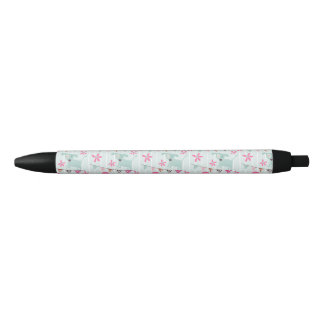 Stylo Noir Oiseaux, Chiens, Bannières, Fleurs