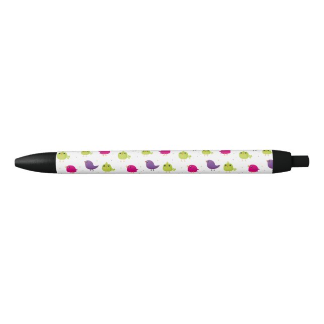 Stylo Noir Oiseaux colorés (Devant)