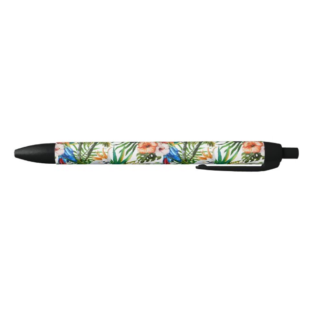 Stylo Noir Oiseaux d'aquarelle et motif tropicaux de (Bas)