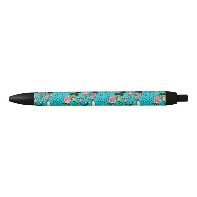 Stylo Noir Oiseaux et yeux (Devant)