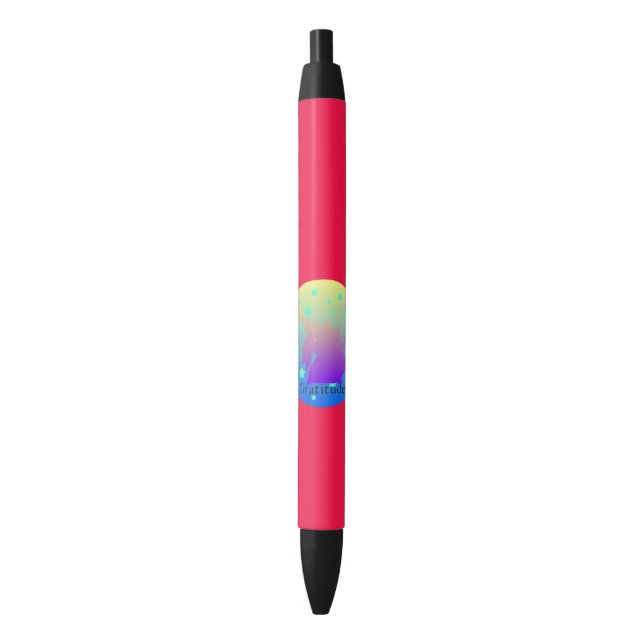 Stylo Noir Ombre unicorne avec gratitude (devant Vertical)