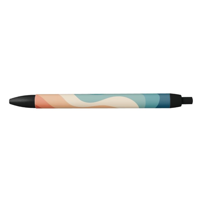 Stylo Noir Ondes de style rétro (Devant)