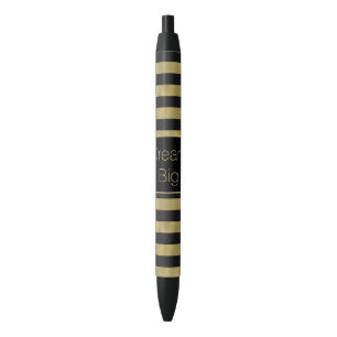 Stylo Noir Or chic et grand noir de rêve de rayures