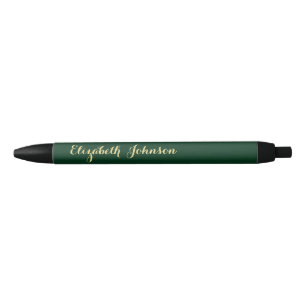 Stylo Noir Or Élégant Vert Doré Nom de Style Affaires Bureau