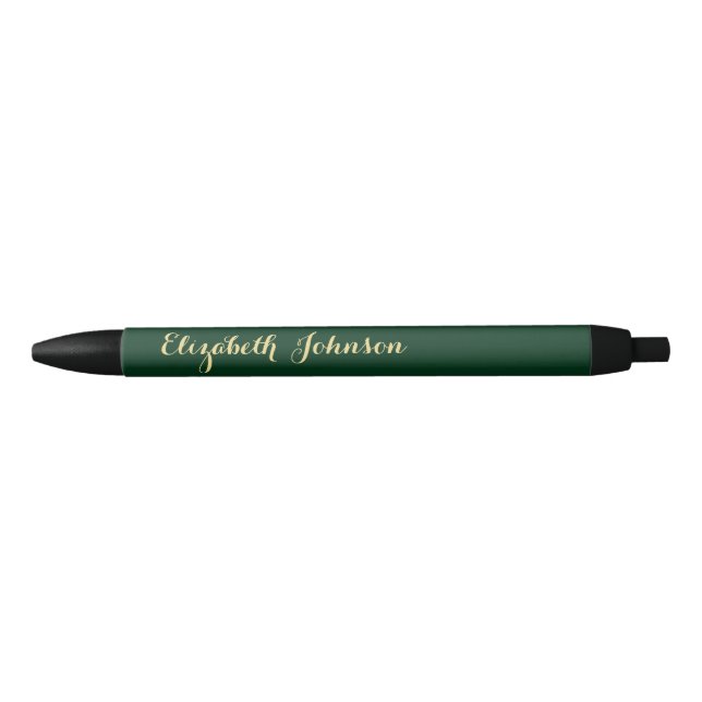 Stylo Noir Or Élégant Vert Doré Nom de Style Affaires Bureau (Devant)