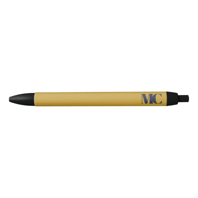 Stylo Noir Or Navy Blue Monogramme Élégant Moderne (Devant)