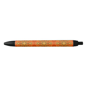 Stylo Noir Orange Boho Abstrait Motif décoratif