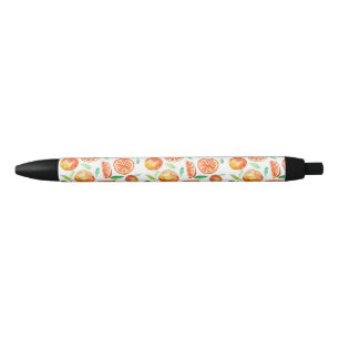 Stylo Noir Orange Fruit Cute Aquarelle Aquarelle Douce Citrus