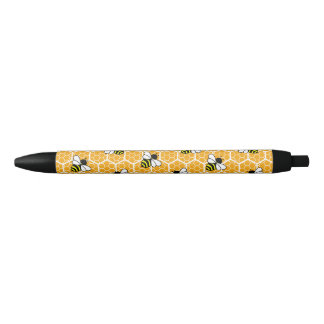 Stylo Noir Orange Honeycomb et Motif des abeilles