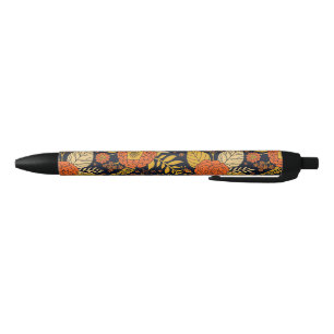 Stylo Noir Orange rétro, Jaune & Marine Floral