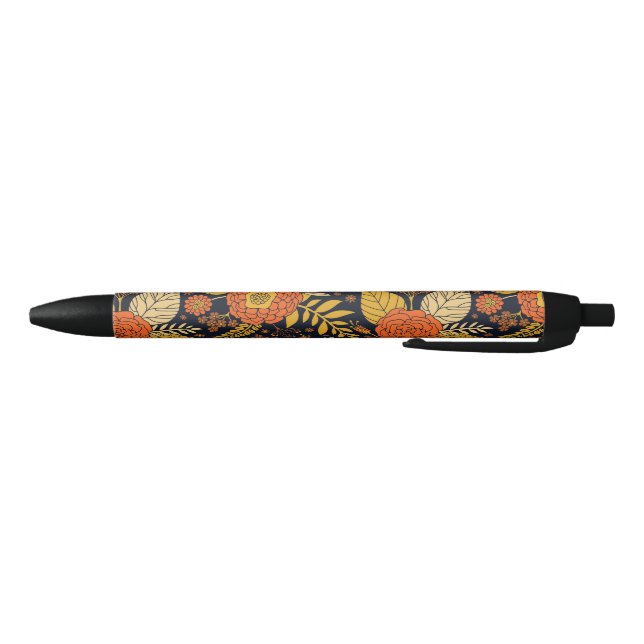 Stylo Noir Orange rétro, Jaune & Marine Floral (Bas)