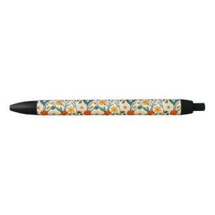 Stylo Noir Orange Russet et crème florale
