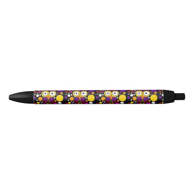 Stylo Noir Original coloré d'abrégé sur hibou (Devant)