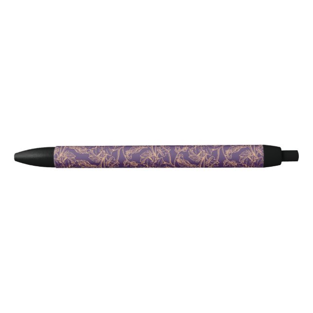 Stylo Noir Ornement feuille de raisin (Devant)