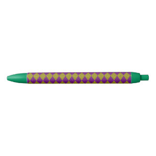 Stylo Noir Paillettes diamantées violettes et or