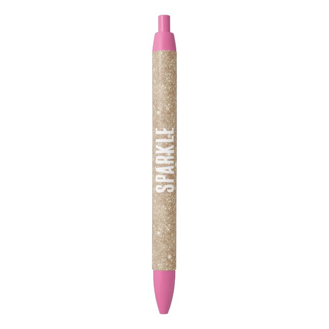 Stylo Noir Paillettes dorées scintillantes (devant Vertical)