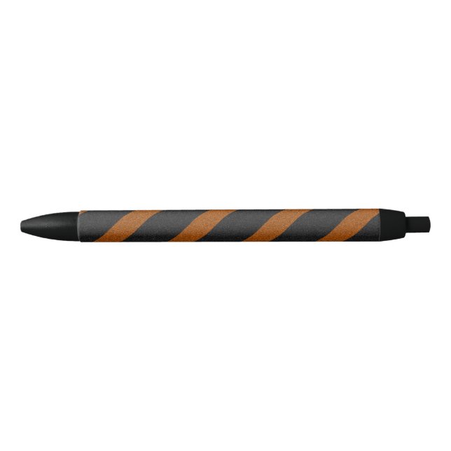 Stylo Noir Paillettes rayures orange et noir (Devant)