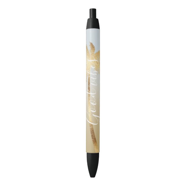 Stylo Noir Palmier Ombre d'or (devant Vertical)