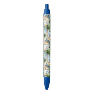Stylo Noir Palmiers Tropicaux de la Côte d'Azur