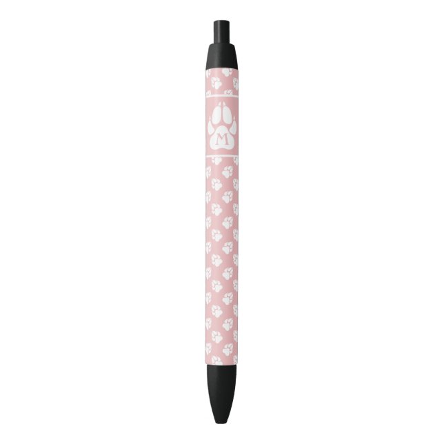 Stylo Noir Paniers Roses & Blancs Avec Monogramme Personnalis (devant Vertical)