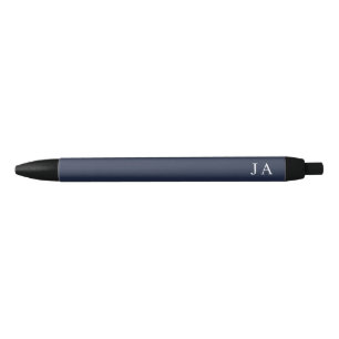 Stylo Noir Papeterie classique simple monogramme bleu marine