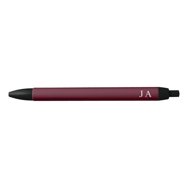Stylo Noir Papeterie classique simple monogramme bordeaux (Devant)