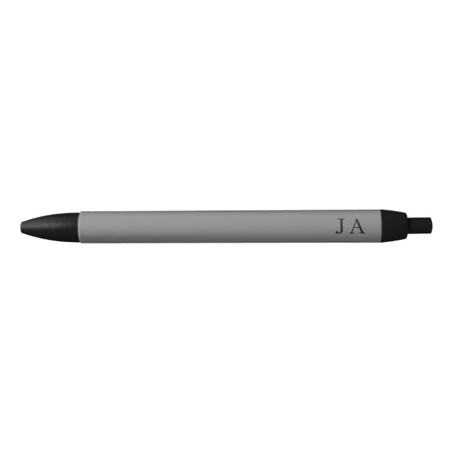 Stylo Noir Papeterie classique simple monogramme gris (Devant)