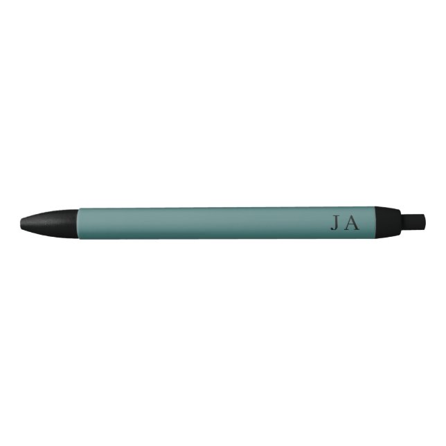 Stylo Noir Papeterie classique simple verte à monogramme (Devant)
