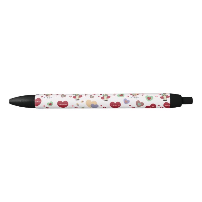 Stylo Noir Papier d'emballage de la Saint-Valentin (Devant)