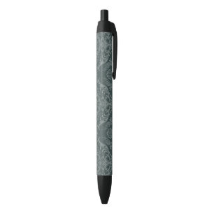 Stylo Noir Papier peint floral vert de luxe de damassé