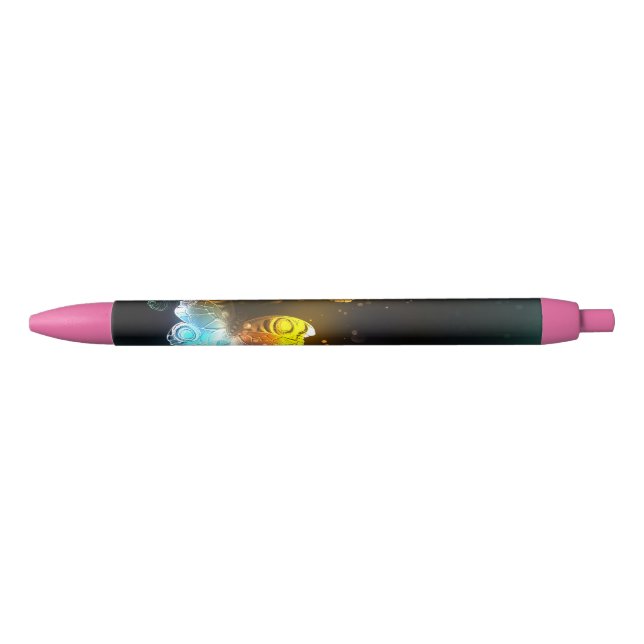 Stylo Noir Papillon lumineux et papillons de nuit (Devant)