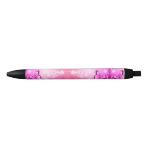Stylo Noir Papillon magenta