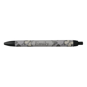 Stylo Noir Papillon violet