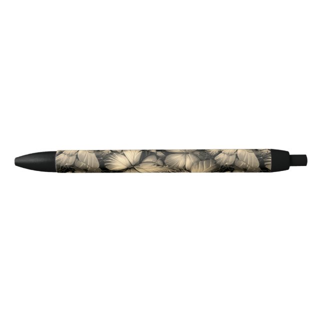 Stylo Noir Papillons d'or (Devant)