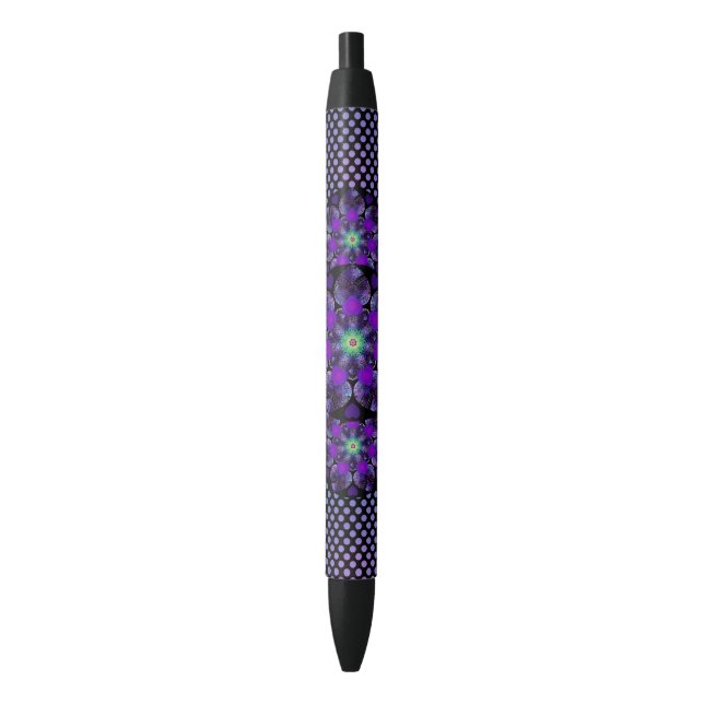 Stylo Noir Parapluie violet & coeurs .7 (devant Vertical)