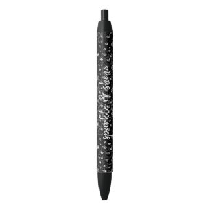 Stylo Noir Parties scintillant Black Silver Empreinte de léo