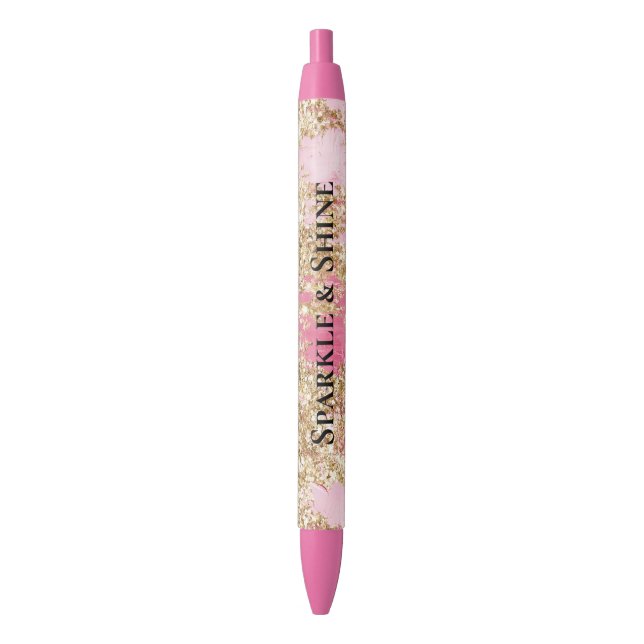 Stylo Noir Parties scintillant d'or rose fille (devant Vertical)