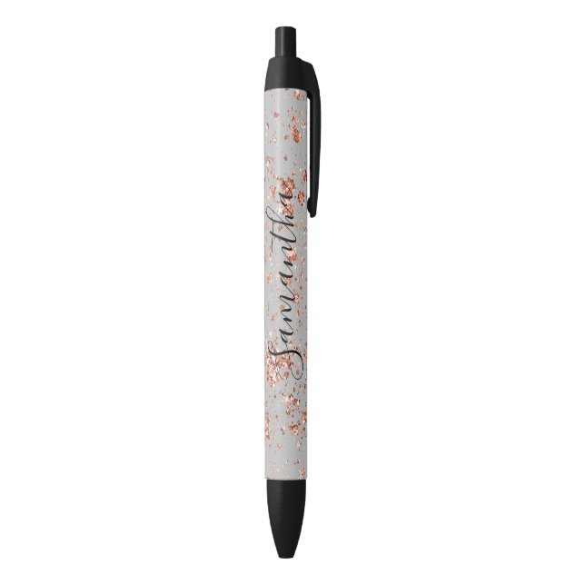 Stylo Noir Parties scintillant d'or Rose gris personnalisée (Bas (Vertical))